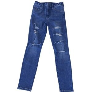 Abercrombie Simone High Rise Super Skinny Jeans‎ 26/2S Distressed Stretch Blue